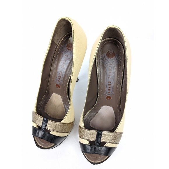 Behnaz Kanani Leather Peep Toe Pumps - Picture 7 of 8